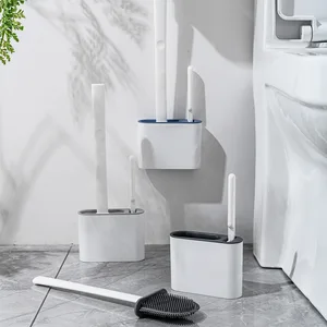 wall mounted tpr toilet brush with bracket set silicone bristles floor bathroom cleaning brush accessories free global shipping
