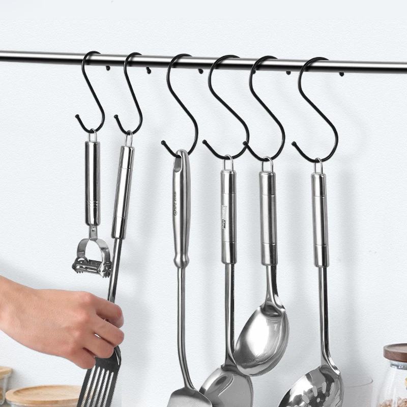 

S-образный крючок, подвесная вешалка для одежды в общежитии, настенный крючок с S-образным крючком для одежды, Настенная кухонная Вешалка без отверстий