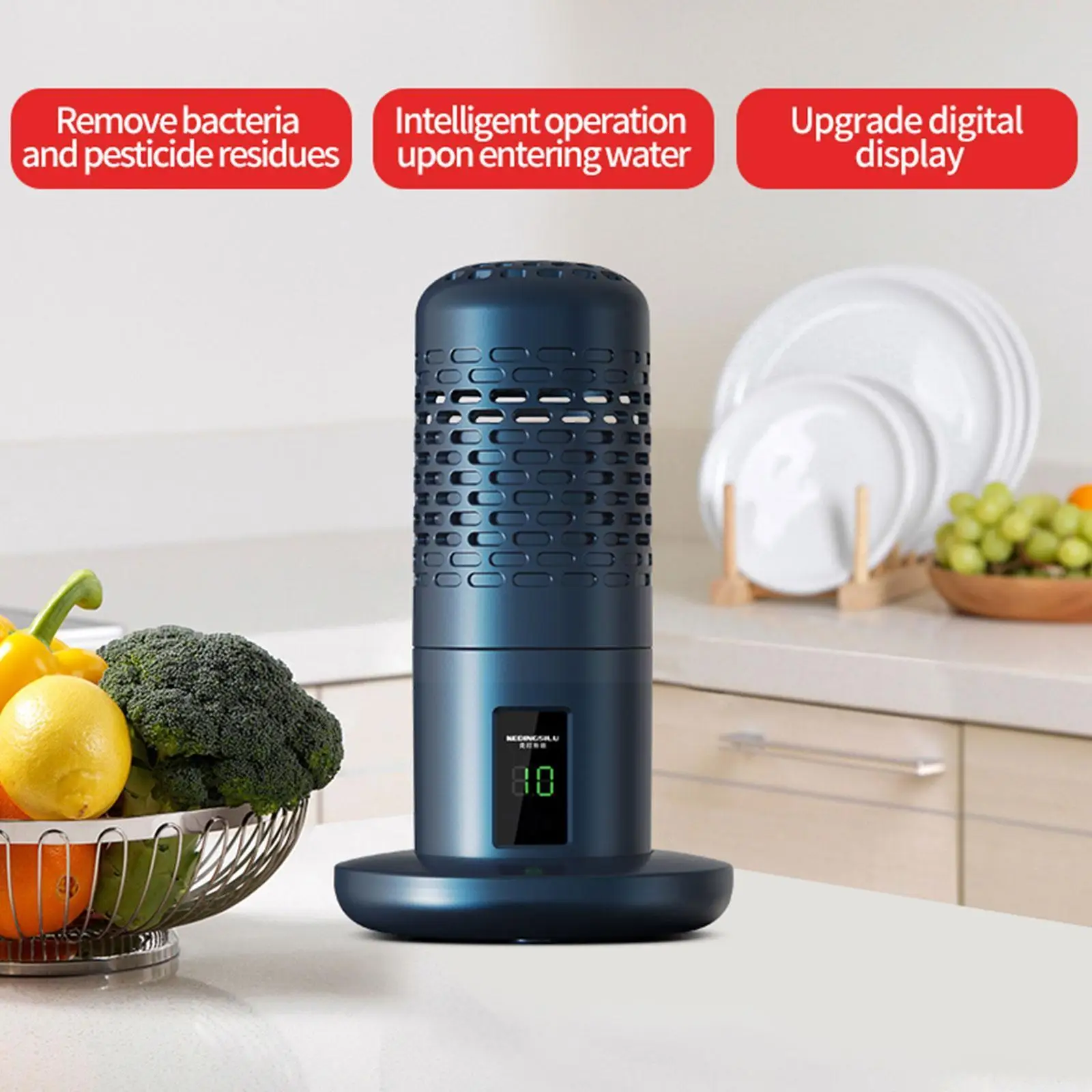 

Upgraded Display Capsule Shape Fruit Vegetable Washing Food Wireless Purifier Machine Cleaner Machine Household 2022 Portab A7x3