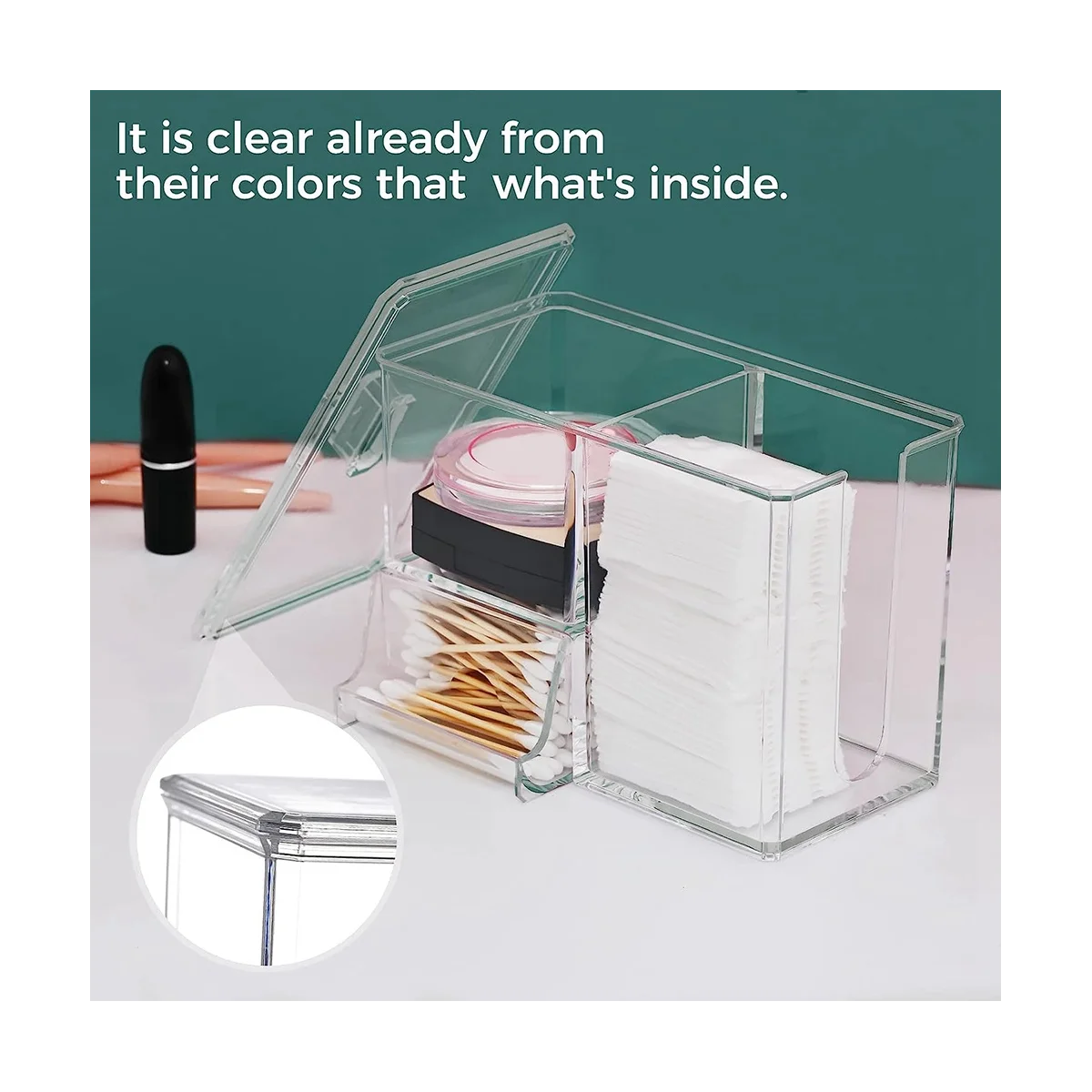 Контейнер для крышки и ватных палочек 4 отделения