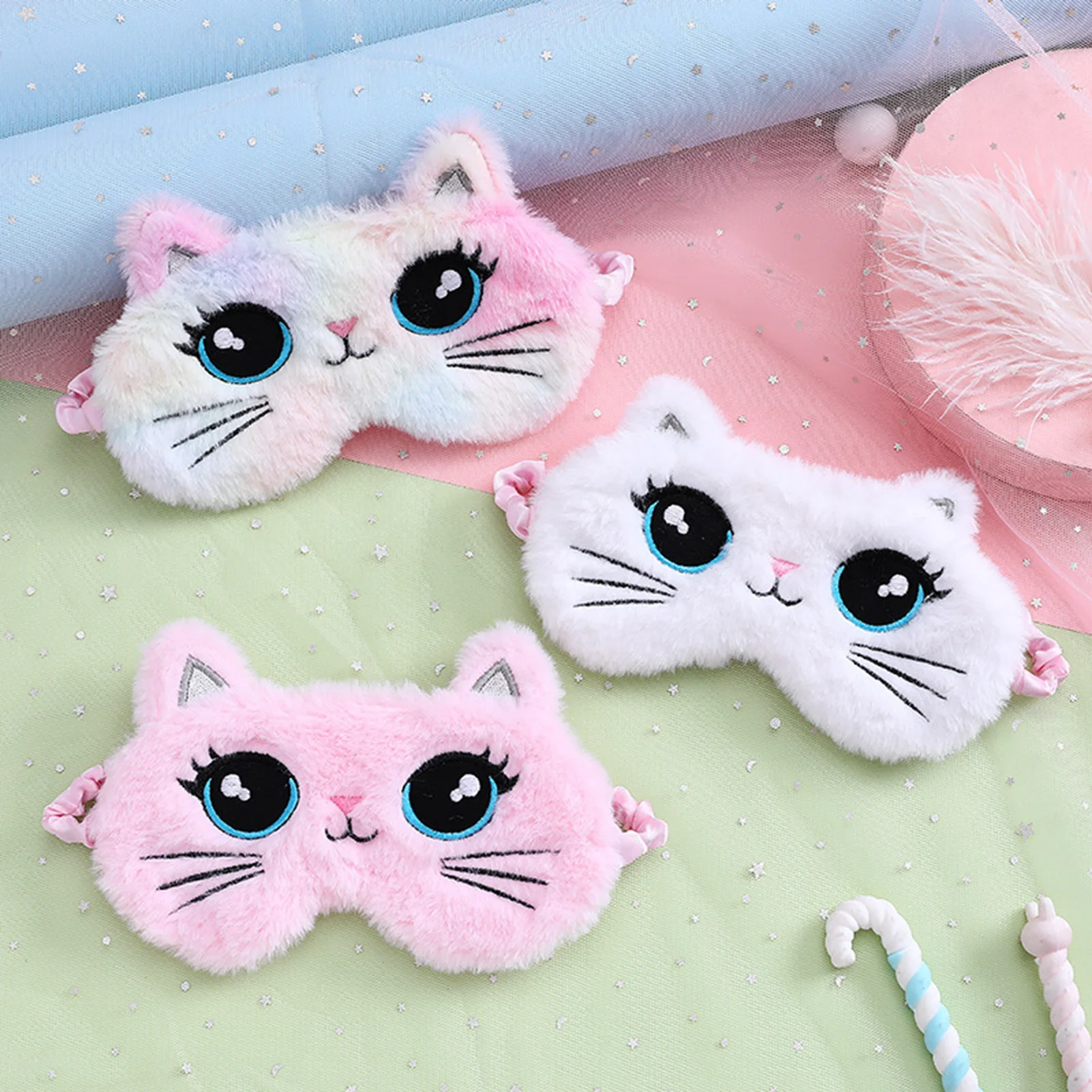 

3D Sleeping Mask Cute Plush Children Eye Cover Bands Relax Soft Silk Night Kids Sleep Mask For Boy Girls Blindfold Travel Care
