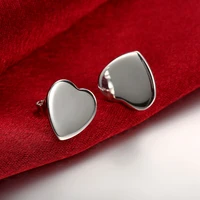 small heart piercing woman stud earrings 925 stamp silver color korean fashion luxury designer jewelry 2022 trend new