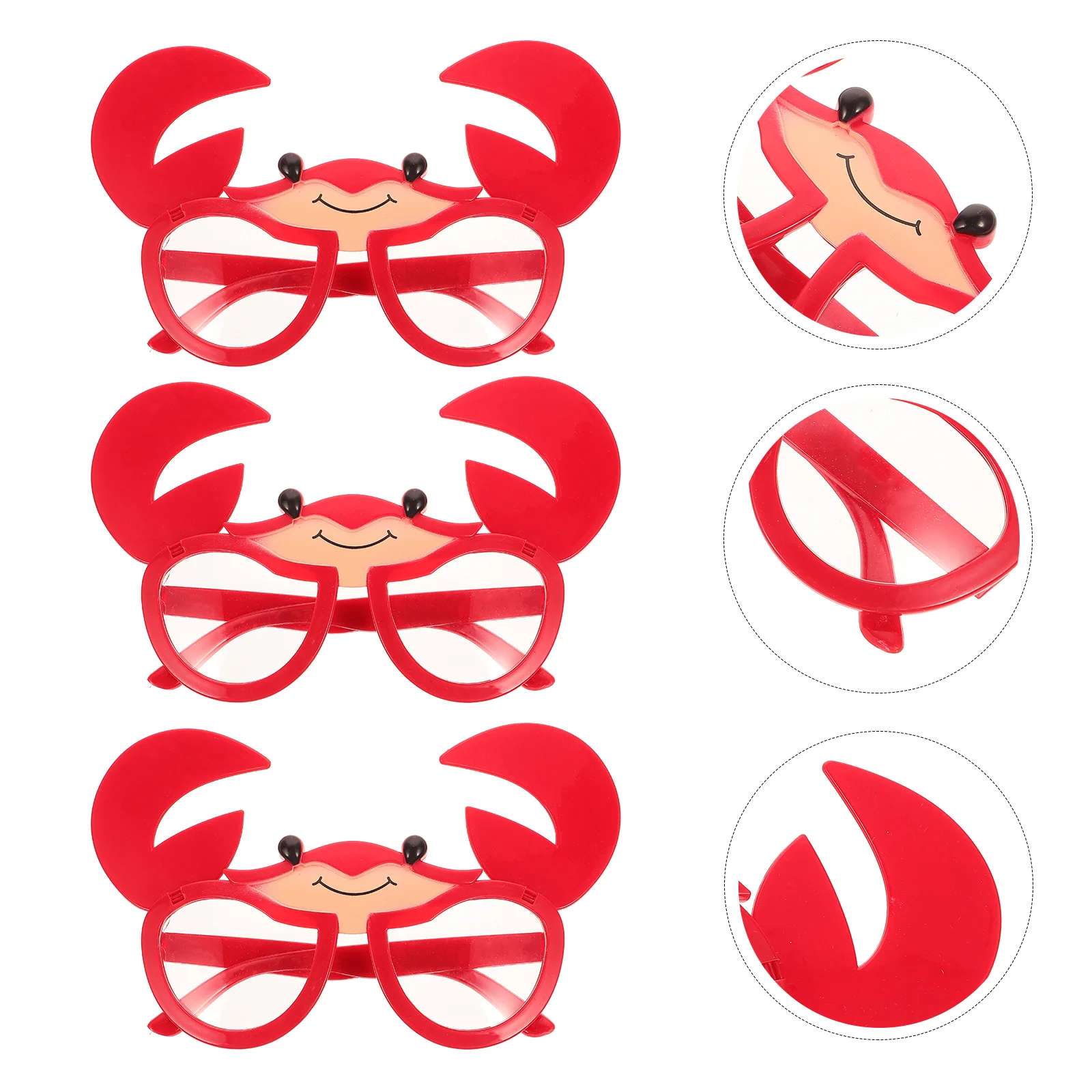 

3 Pcs Crab Glasses Hawaiian Sunglasses Masquerade Decorations Beach Luau Party Plastic Favor Photo Prop Vacation Bulk