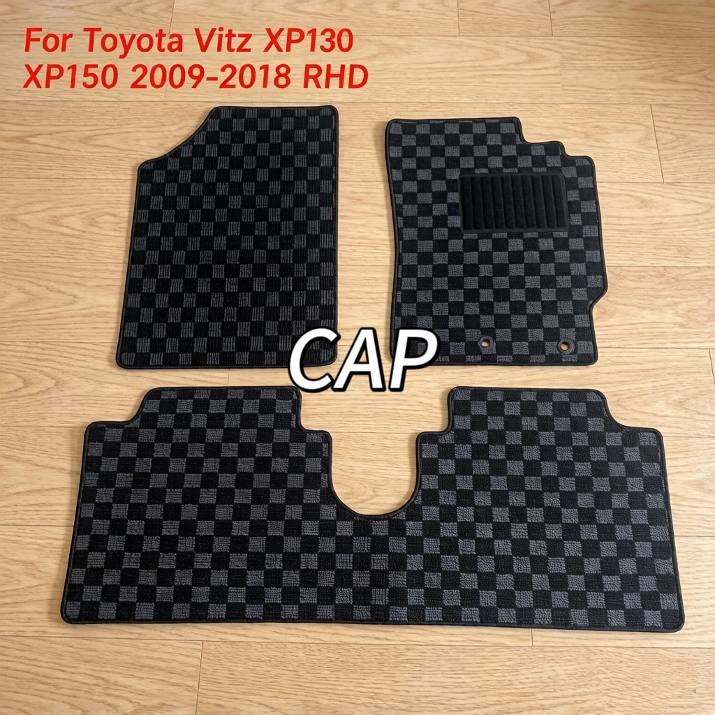 Фото Автомобильные коврики на заказ для Toyota Vitz XP130 XP150 2009-2018, праворульные, с индивидуальным дизайном, в клетку, всепогодные, водонепроницаемые, для полного салона №2