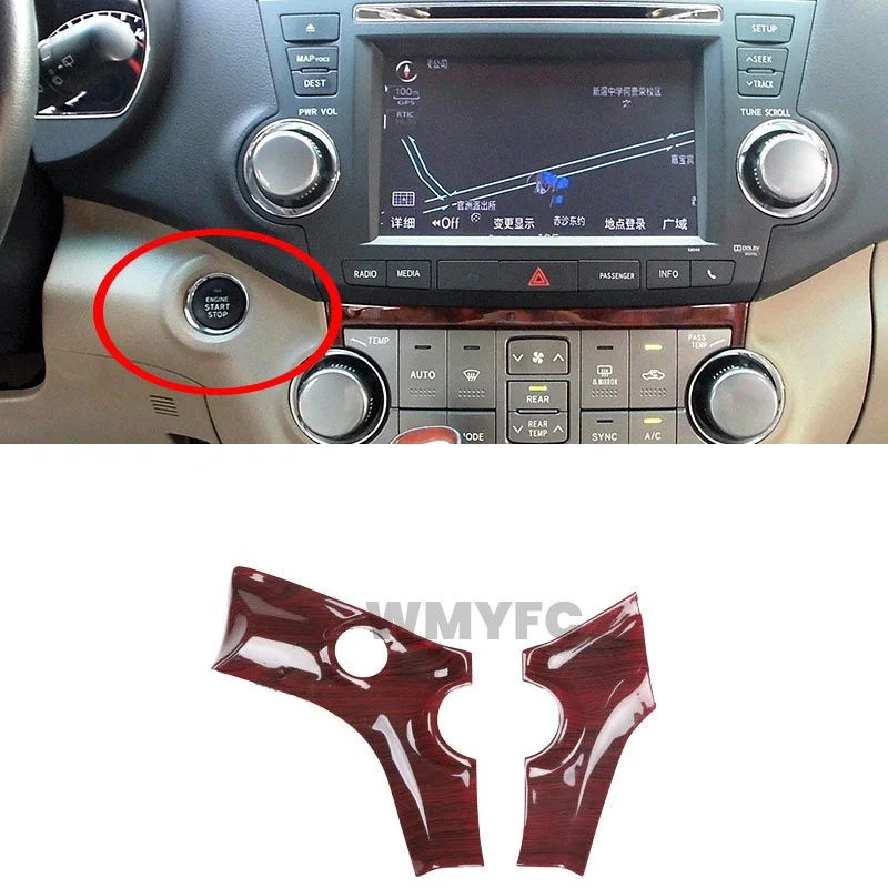 

Для Toyota Highlander 2009 2010 2012 2013 2014, украшения в стиле красного дерева, аксессуары, наклейки для внутренней отделки