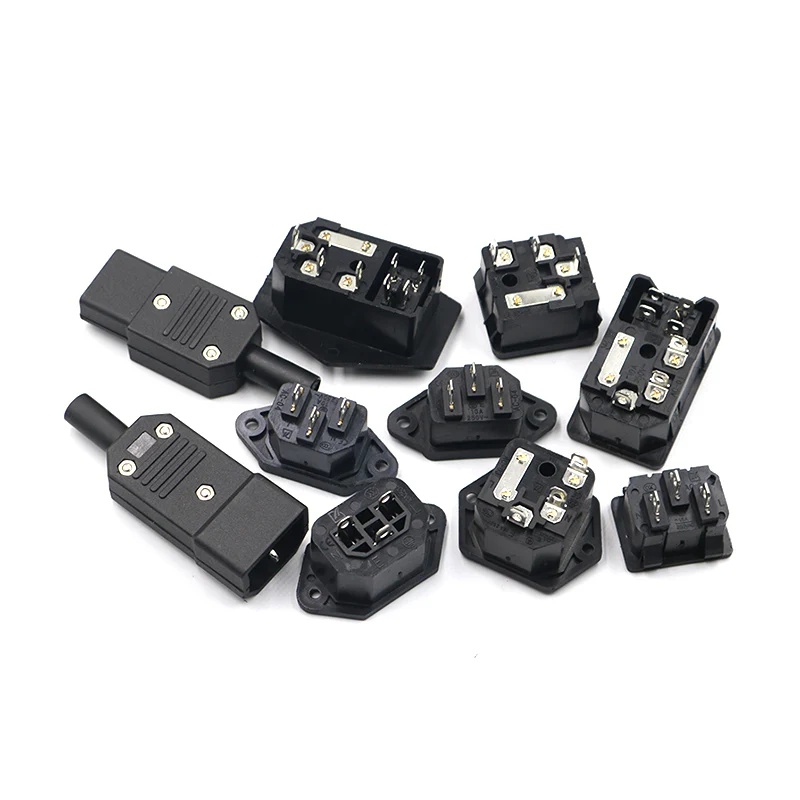 Входной разъем 10 А 05/06 В переменного тока 3-контактный питания iec320 C14 с клавишным