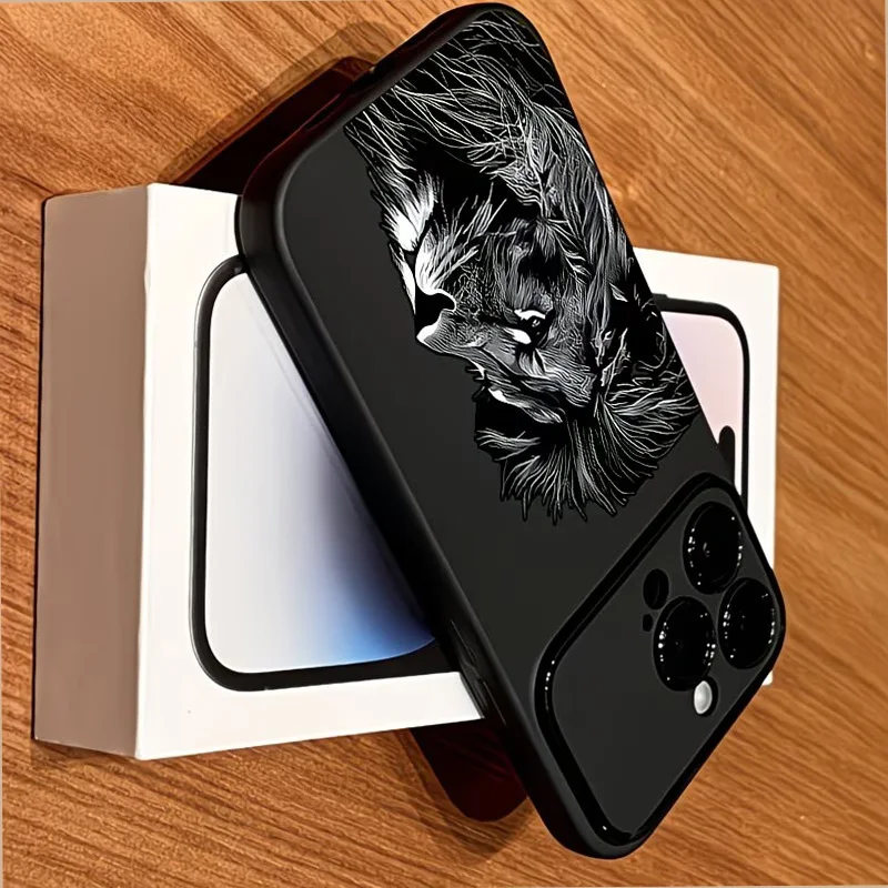 Фото Чехол для телефона с рисунком черного льва для iPhone 17 16 15 14 13 12 11 Pro Max 16Plus X XS XR, противоударный, матовый, из мягкого силикона, с бампером №4