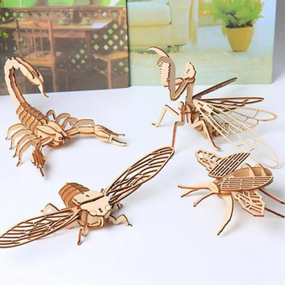 3D деревянная модель насекомых-бабочек пазлы сделай сам сборка насекомых
