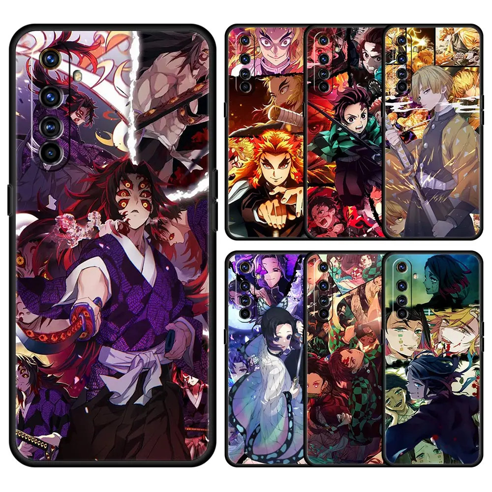 

Чехол с изображением призрака-убийцы демонов из аниме для Realme 8 7 6 Pro C21 C3 C11 черный цвет искусственная кожа Oppo A53 A52 A9 A54 A15 A95 Reno7 SE Reno6 Pro Z
