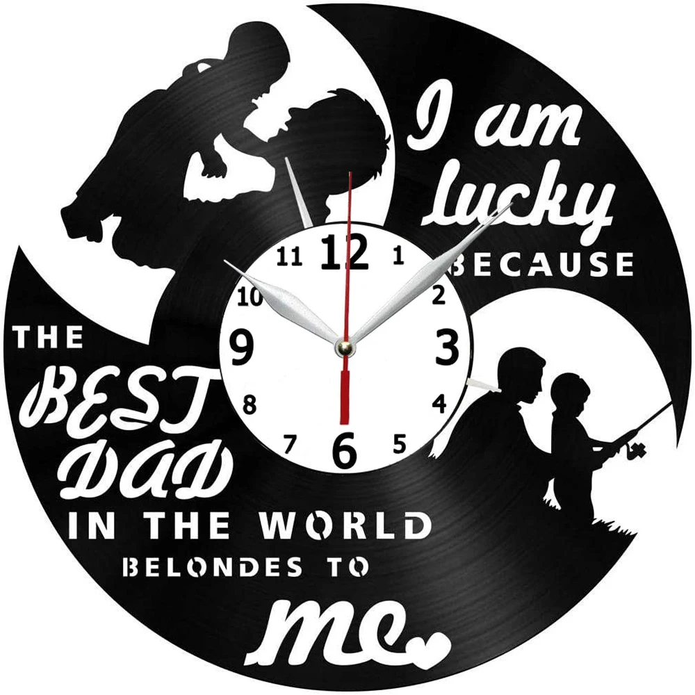 

Виниловые настенные часы I Love Dad, настенные часы с виниловой пластиной, бесшумные и не тикающие