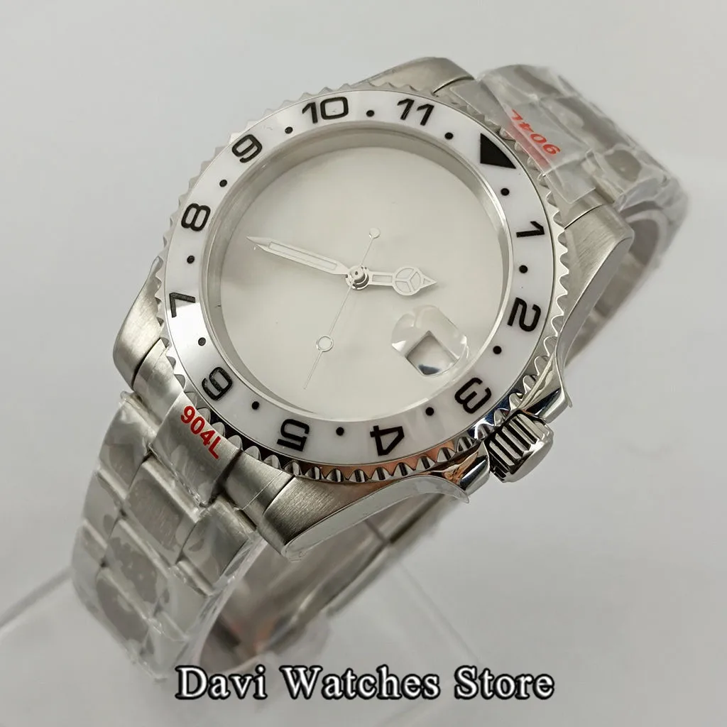 

Bliger 40mm Sterile White Dial Mens Watches Sapphire Glass NH35 Automatic Movement Male Wristwatch