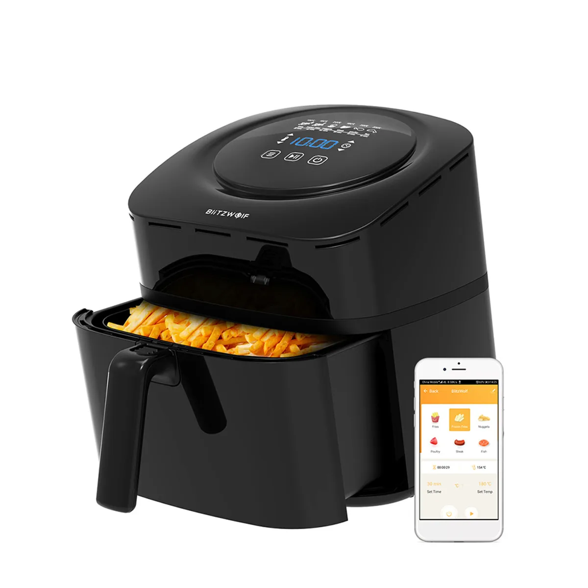 

BlitzWolf BW-AF1 Smart Air Fryer with APP Control 6L Large Capacity Temperature Control Removable Basket Smart Recipe Non-stick