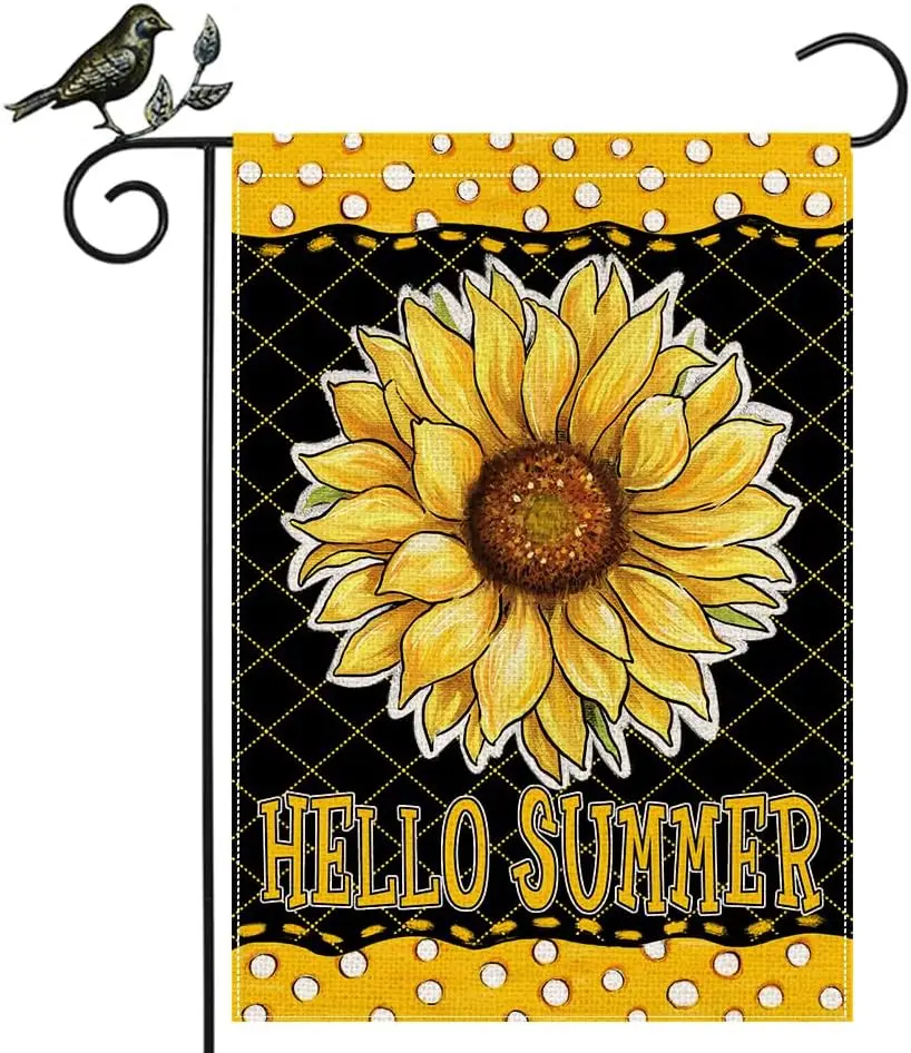 Летний Садовый флаг GEEORY Hello 12 5x18 дюймов Цветочный Подсолнух двусторонний