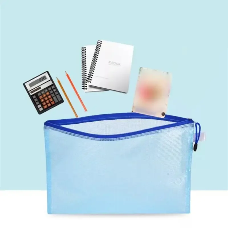 A4 A5 B6 B5 A3 B4 Stationery Storage Folder File Mesh Zipper Pouch Document Bag Zip School Office Supplies