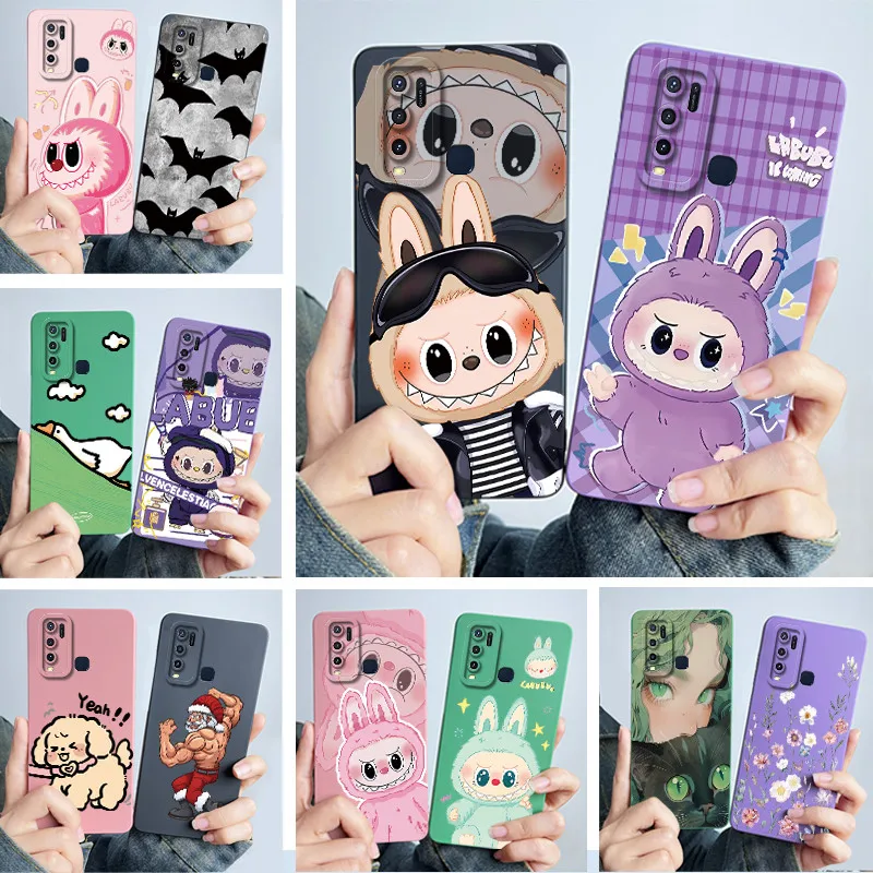 For Vivo Y30 1938 Y50 1935 Case Cartoon Cute Labubu Silicone Soft TPU Back Cover Y 30 50 2020 Protective Funda