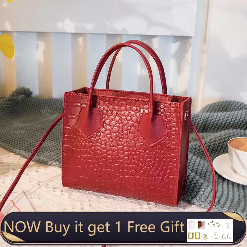 

2021 Trendy Vintage Women Crossbody Handbags Crocodile Pattern Classic Solid Style Shoulder Bag Stylish Tote for Ladies