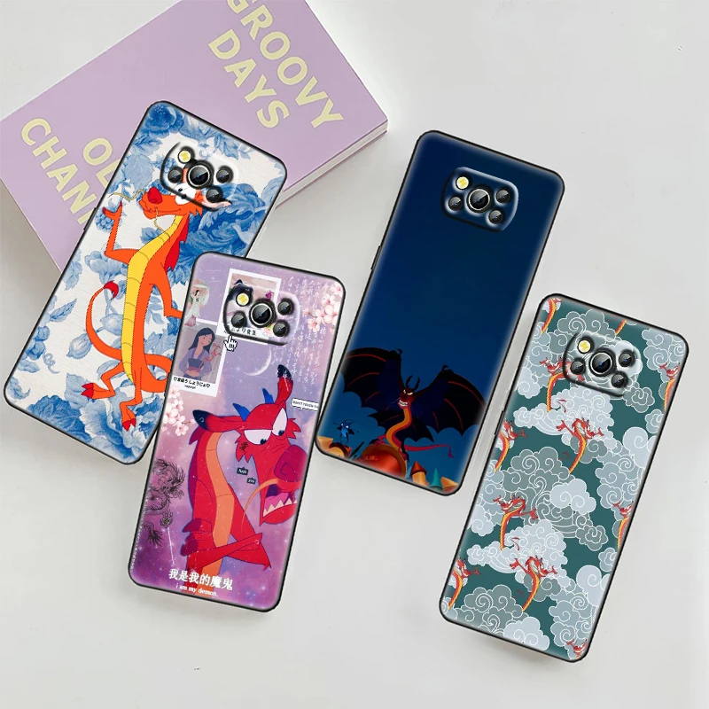 

Disney MULAN MUSHU Gragon Phone Case For Xiaomi Mi Poco X4 X3 NFC F4 F3 GT M5 M4 M3 M2 X2 F2 F1 GT Pro C3 5G Black Cover