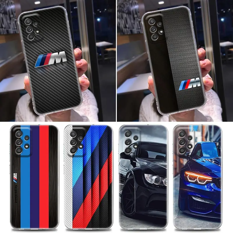 

Blue Red Line Sport Car Clear Case For Samsung Galaxy A52 A51 A53 A72 A71 A73 A32 A31 A33 A22 A11 Soft Cases Cover Male M-Power