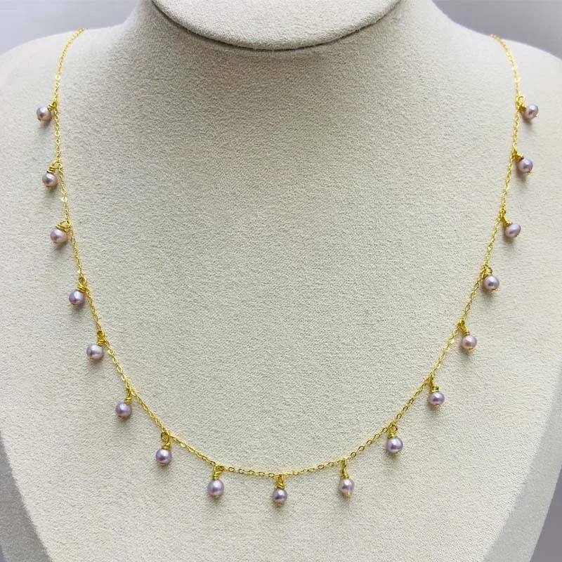 

Модное модное роскошное женское ожерелье Lefei 4-5 мм с белым и фиолетовым пресноводным жемчугом, серебро пробы, элегантные ювелирные украшения