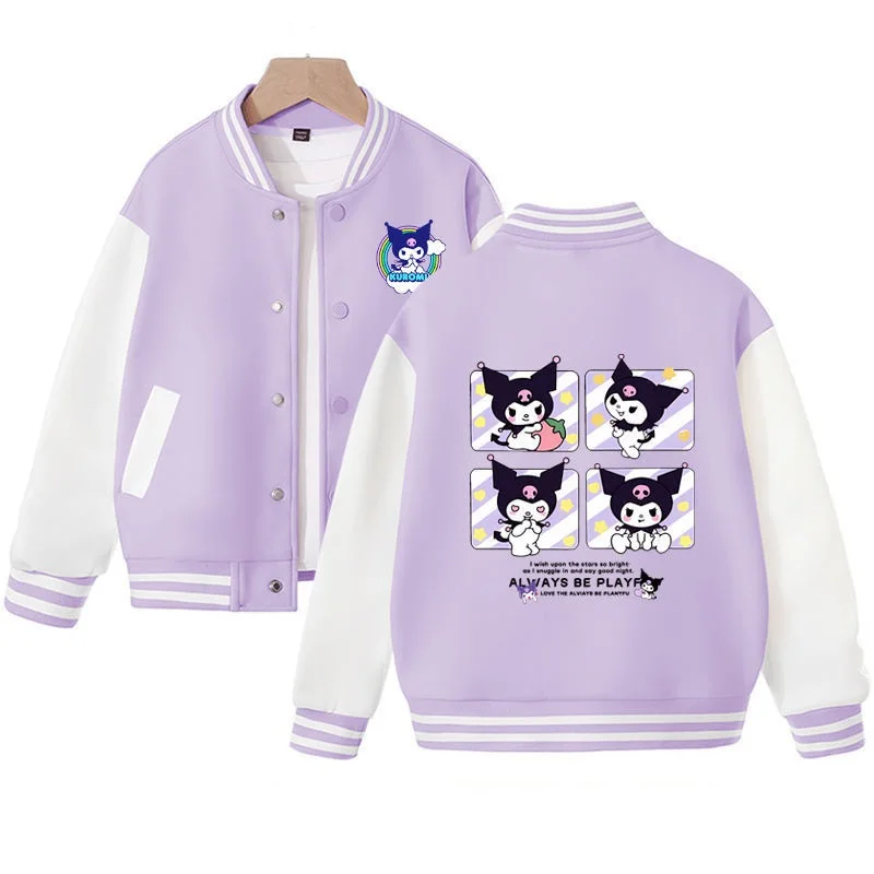 

Girls Contrast Alphabet Cartoon Loose Single-breasted Sweat Varsity Jackets School Kids Track Coats Child Outfit Tops 5-16 Years