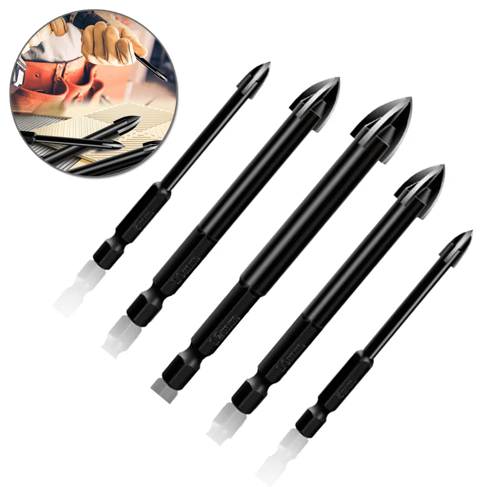 

Glass Concrete Drill Bit Set Cross Hex Tile Ceramic Drill Bits Cemented Carbide Set Universal Drilling Tool Hole Opener For Wall