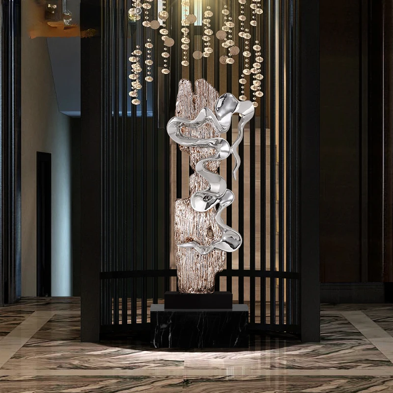 

yj Modern Large Abstract Electroplating Decoration Hotel Lobby Sculpture Art Floor Entrance Decoration