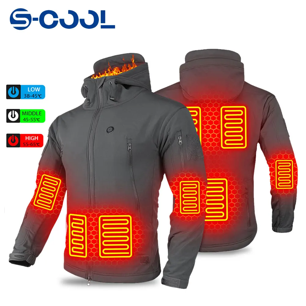 Зимняя куртка с подогревом для мужчин и женщин ветровка капюшоном тактическая