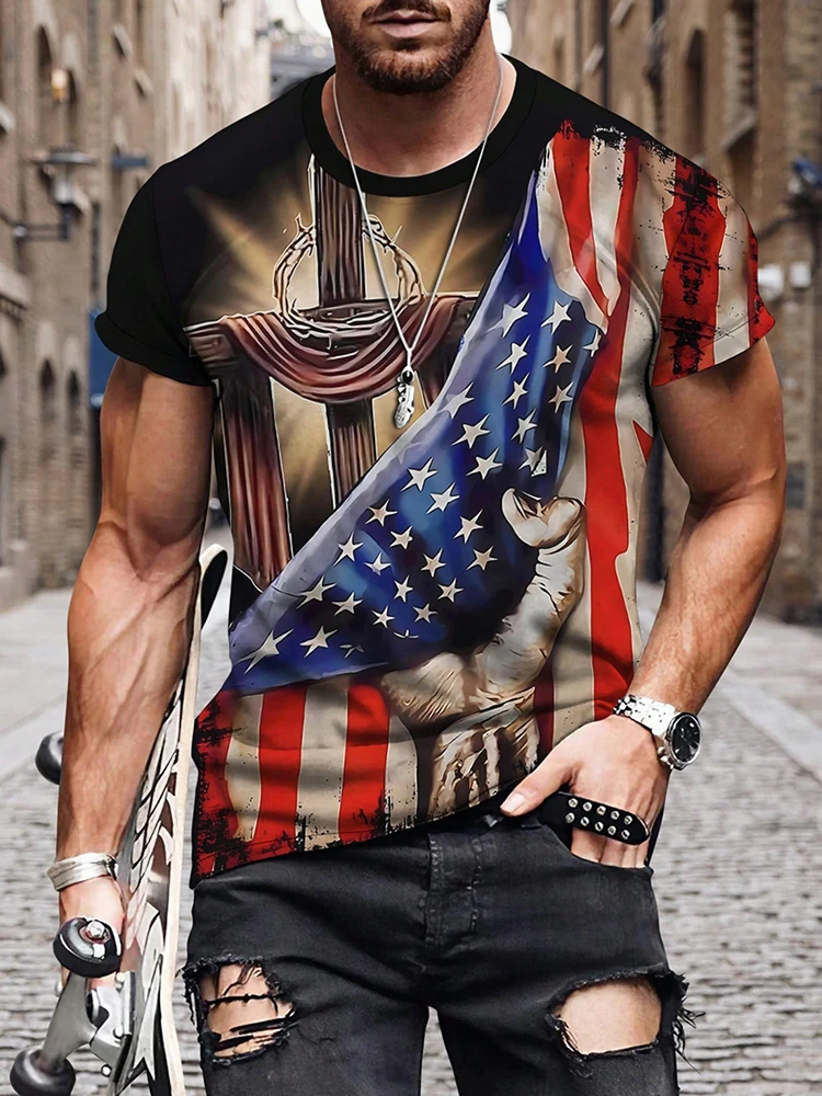 Мужская футболка с принтом Христос Креста летняя повседневная мужская уличный