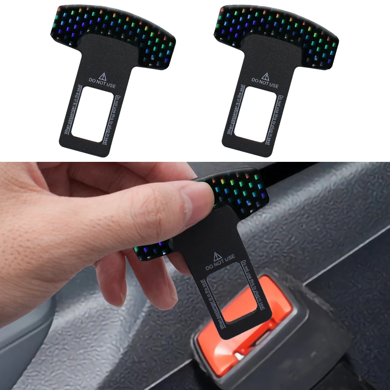 

2Pcs Safety Belt Buckles Real Carbon Fiber Car Seat Alarm Canceler Stopper Plug Buckle Seat belt Clip Car Safety Belt Extender