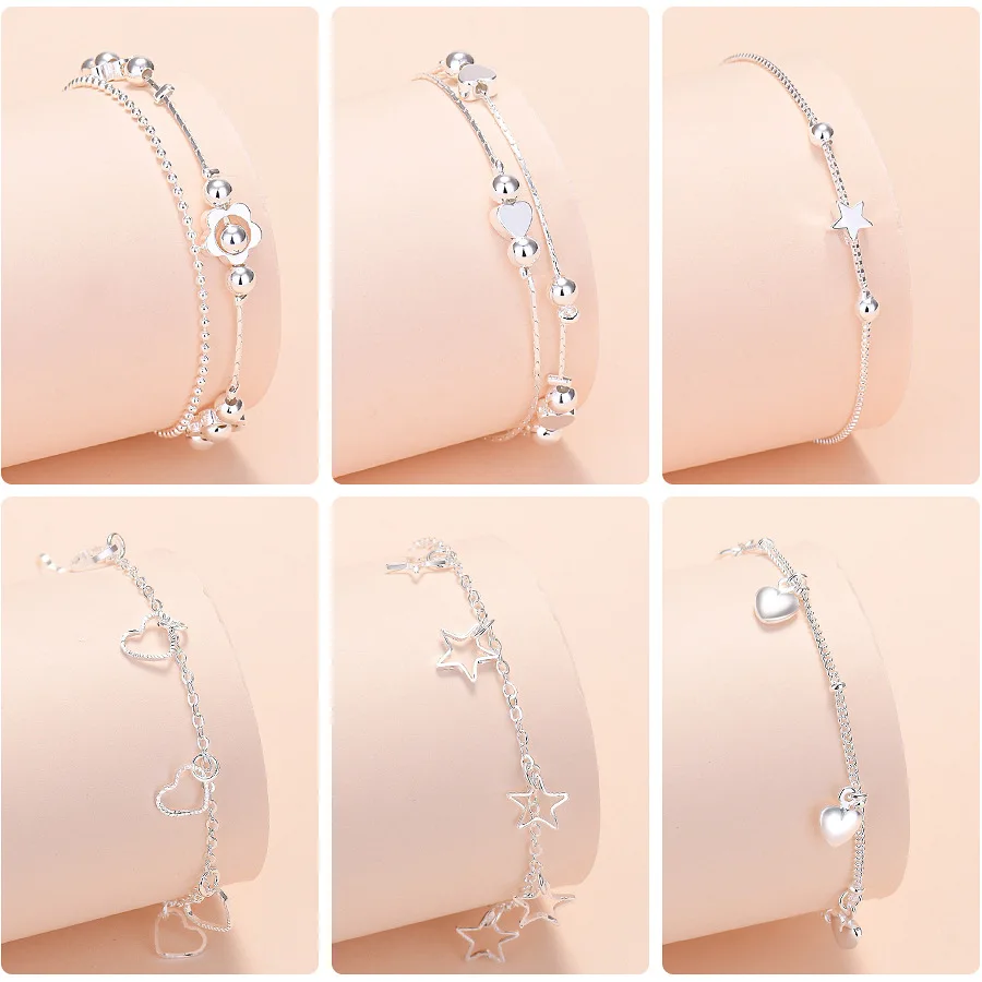 

Bride Wedding Bracelet Wholesale High-end Jewelry Silver Plated Jewelry Bells Love Stars Flowers Zodiac Rat Jewelry
