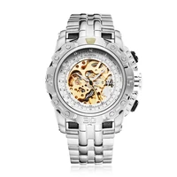 gorben luxury skeleton golden mechanical watch men automatic self wind watches stainless steel band wristwatch male