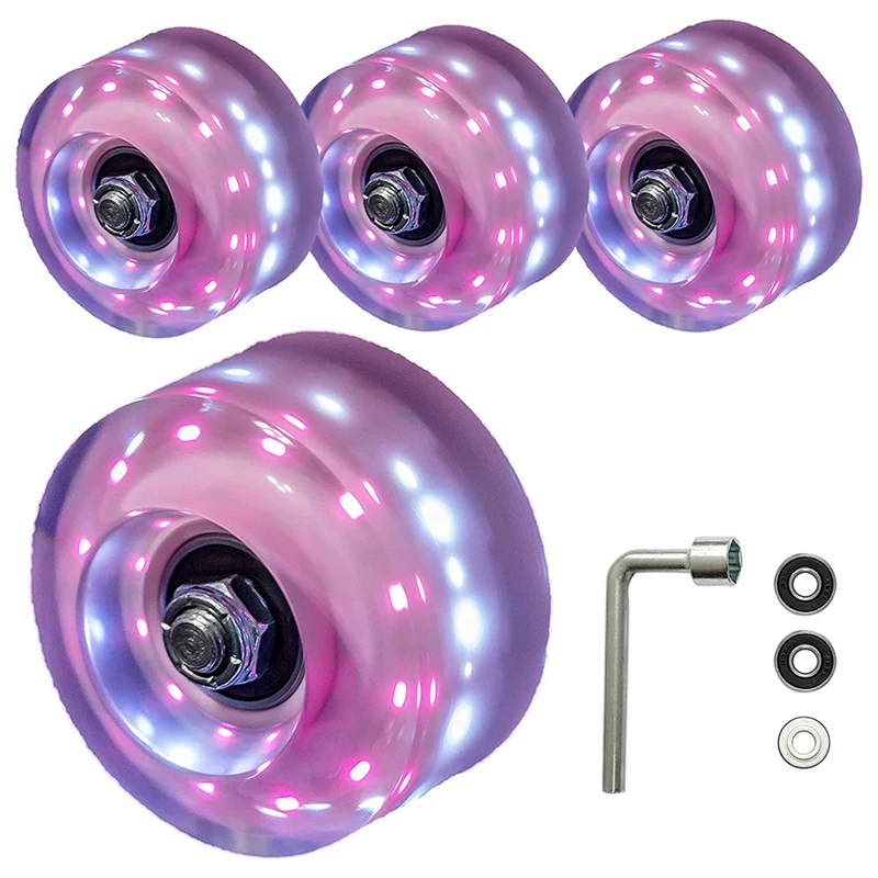 

Roller Skate Wheels 4 Pack Light Up Luminous Wheels Outdoor Colored Wheels Double Row Skating And Skateboard