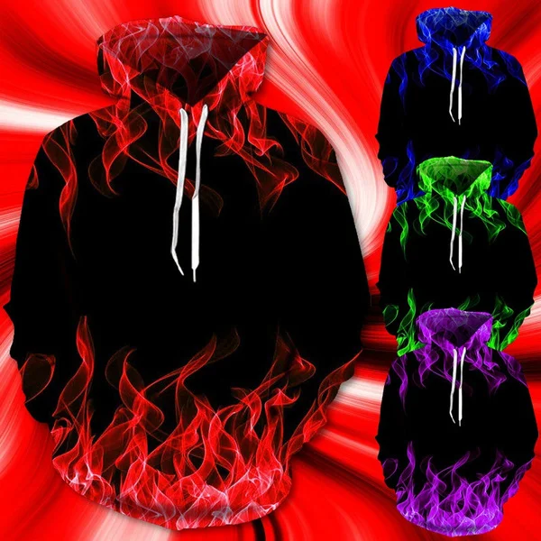 

New Arrival Mens 3D Flame Printing Sportswear Hoodies Pullover Sweatshirt Autumn Winter Men's Casual Hoodie