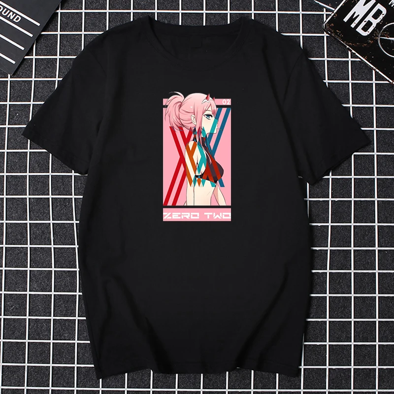 Футболка с принтом аниме Darling In The Franxx крутая футболка для девушек Zero Two 002 топы