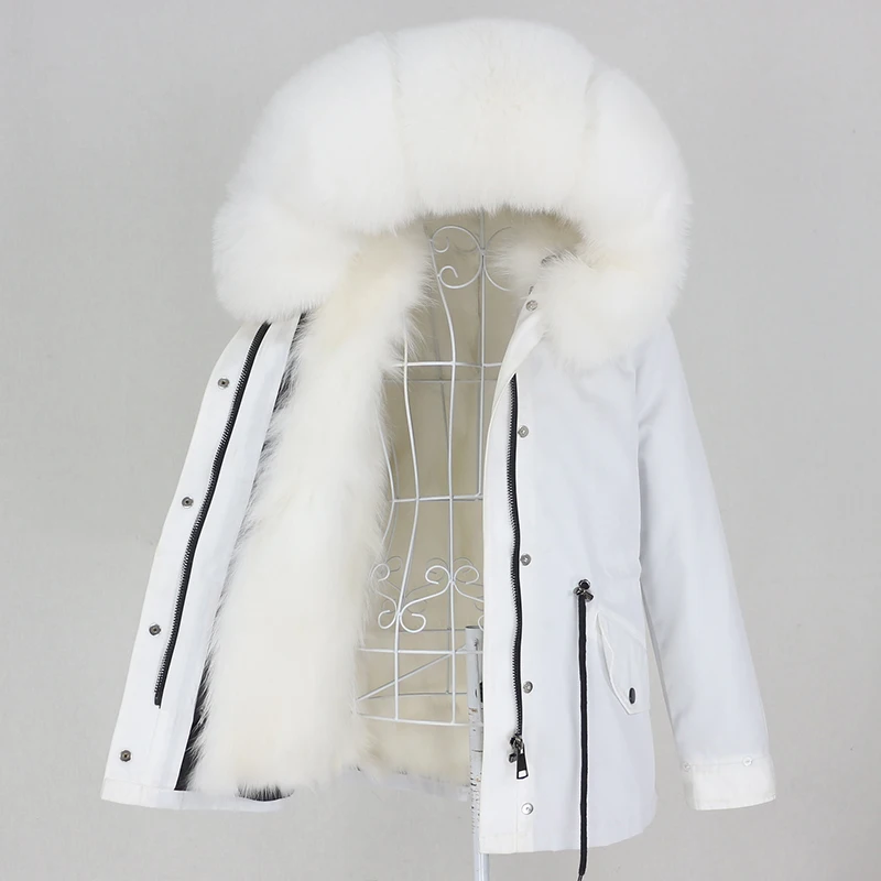 

Aoottii 2022 Winter Jacket Women Short Waterproof Parka Real Fox Fur Liner Coat Natural Raccoon Fox Fur Collar Hood Detachable