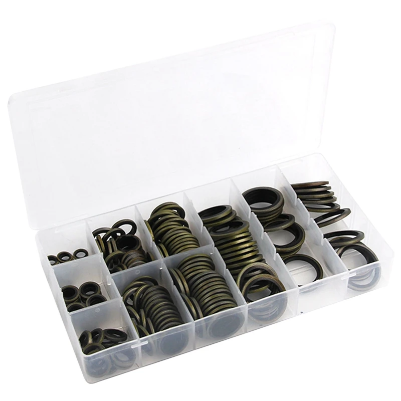 

150Pcs Flat Washer Box, Galvanized Combined Washer M6-M24 Fastener Spring Washer