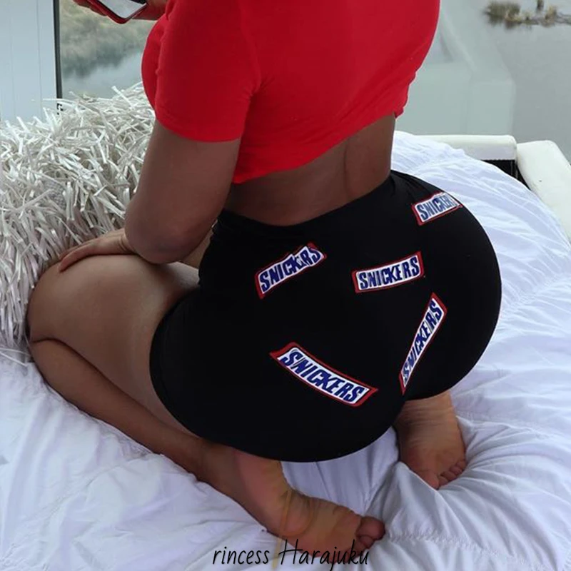 2020 Fashion New Summer Women Breathable Biker Shorts Chic Snickers Print Sexy Beach Cute Sports Fitness Booty Skinny Shorts