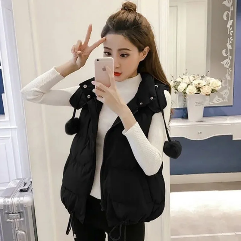 

Cotton Vest Womens 2022 Autumn Winter New Fashion Slim All-match Casual Cotton Coats Women Hooded Loose Warm Waistcoat Jacket