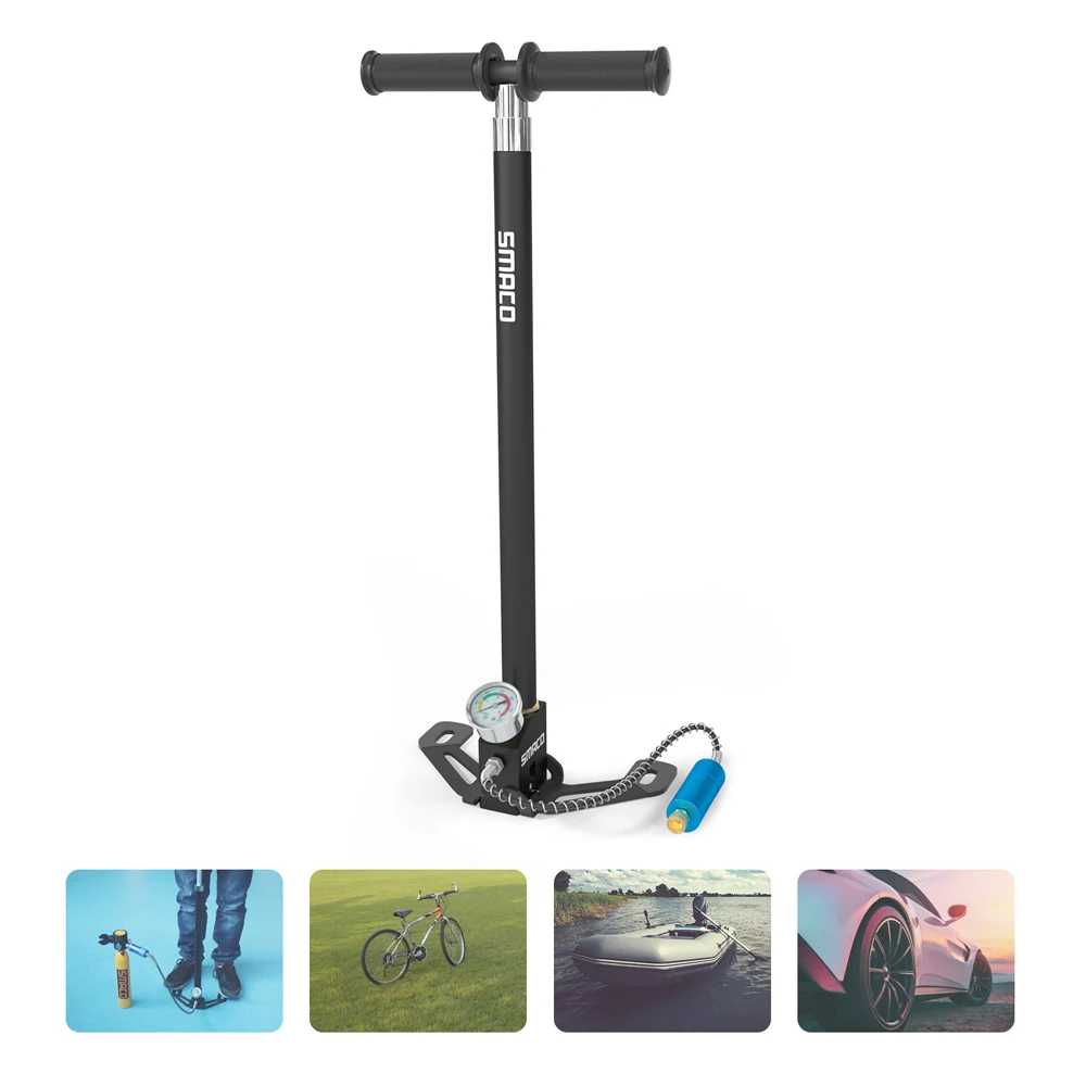 Smaco 4-ступенчатый PCP Насос высокого давления 30 МПа 300 Бар 4500Psi 4-ступенчатый Ручной / Воздушный / ручной насос HPA Бак Охотничий автомобиль Велосипедный баллон для подводного плавания