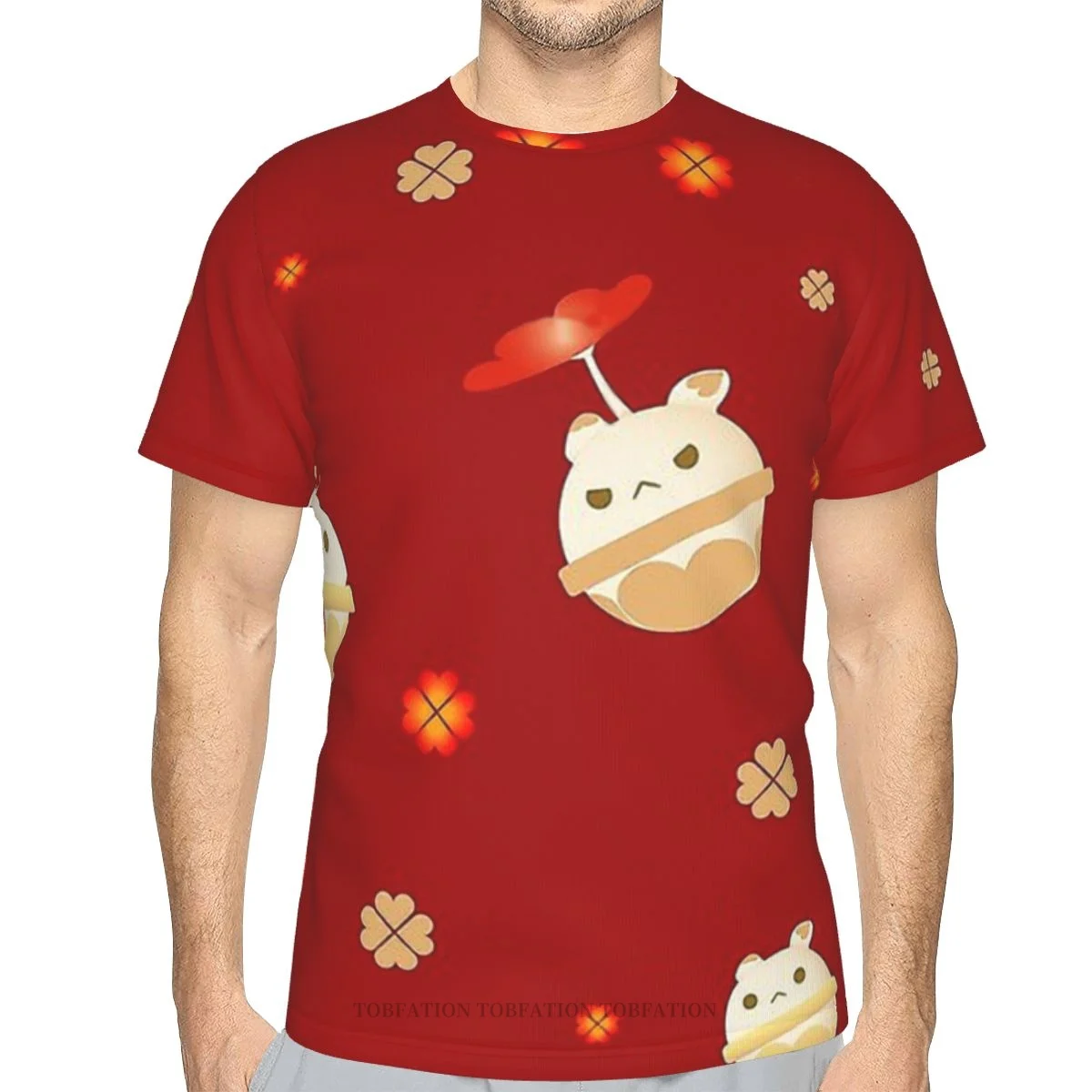 

Men's TShirts Genshin Impact Klee Boom Bunny Jumpy Dumpty 3D Printed Oversized Retro Short-Sleeved Polyester Tops Streetwear