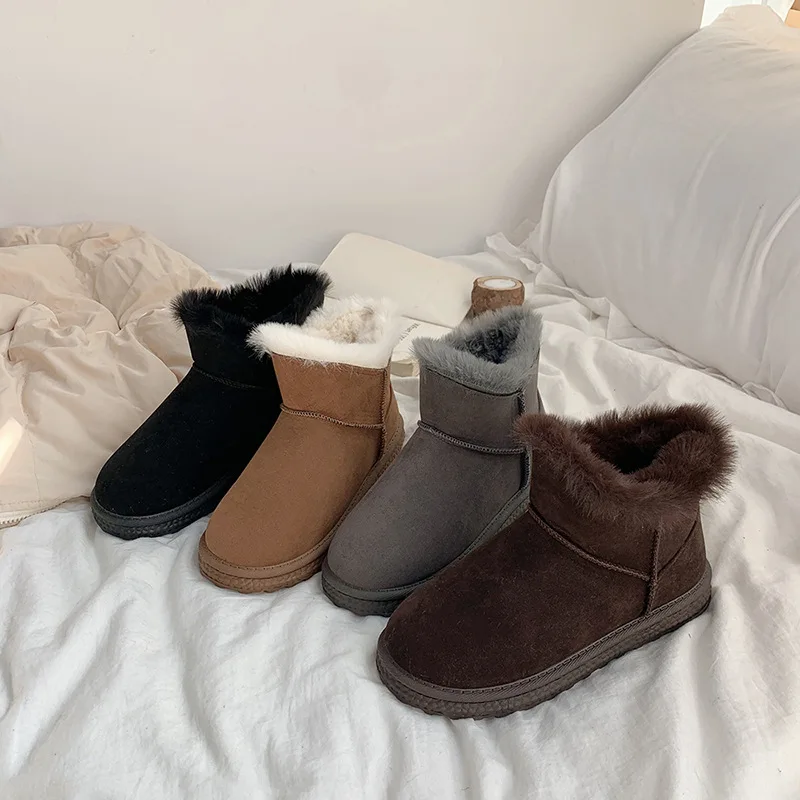 

Сапоги-женские, женская обувь, обувь на плоской подошве, сабо на платформе, австралийская зимняя обувь с круглым носком, женская кожаная обу...