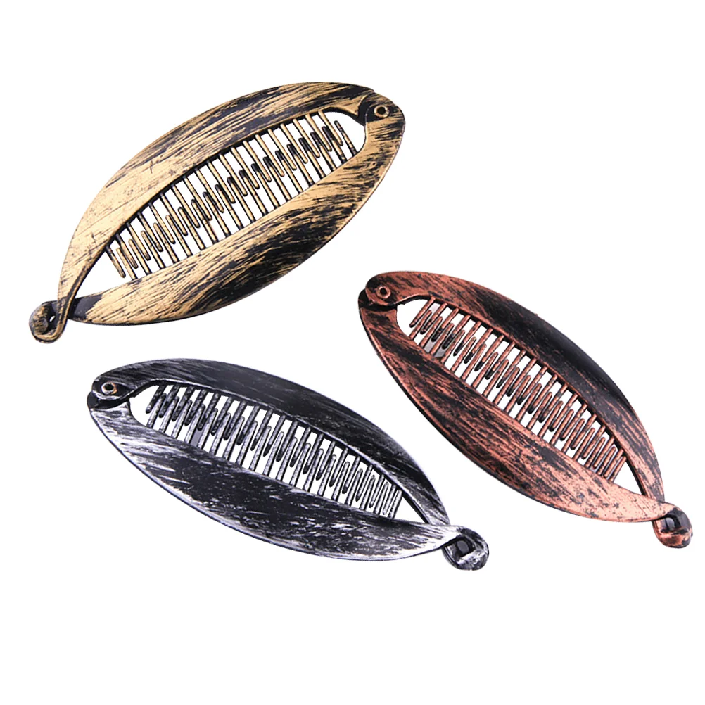 

9pcs Large Banana Hair Clips Retro Resin Ponytail Holder Hair Clamps for Lady (Golden Silver Red Bronze for Each 3pcs)
