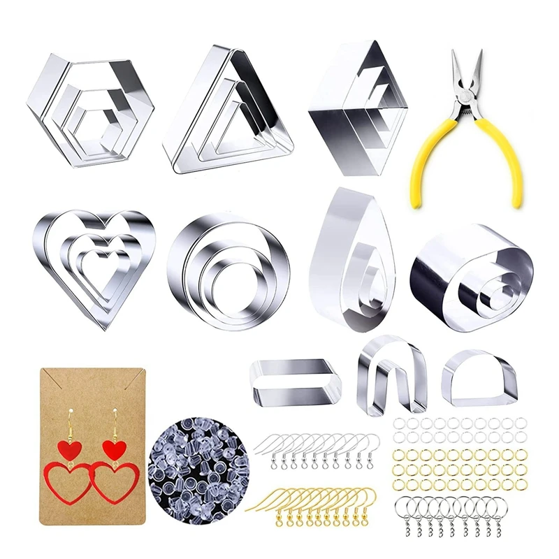 

24 PCS Clay Earring Jewelry Cutters Earring Cards And Hooks,Clay Cutters For Polymer Jewelry Earring Making