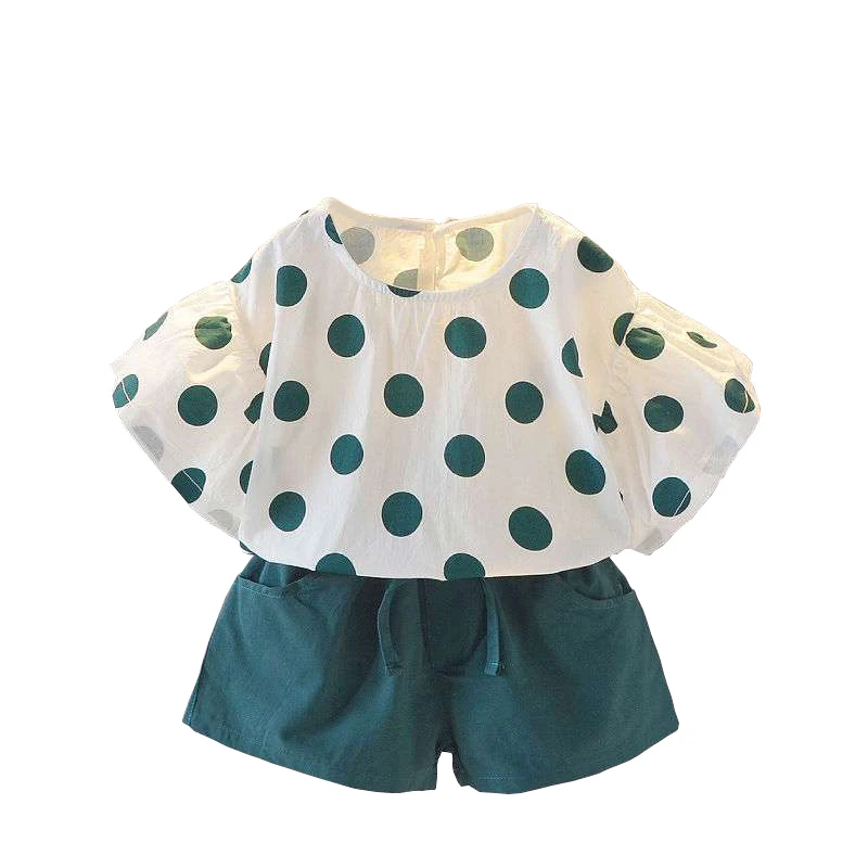 

Kid Baby Girl Clothes Loose Short Sleeve T-shirt Pant 2Pcs Set Summer Dot Print Toddler Outfit Lovely Children Casual Suit A511