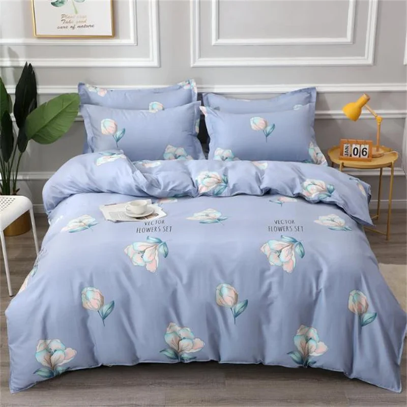 

New Nordic Style Flower Printing ONE-piece Bedroom Quilt Cover Cotton Soft Quality Washed Cotton Bed Quilt