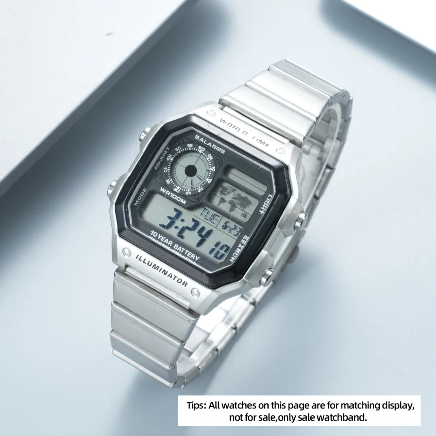 Фото Для Casio AE1200WH AE1300 WS-1600: Сменный металлический ремешок для часов из нержавеющей стали, выпуклый, 18 мм (совместим с моделями A700, W-218, A158/159, A168) №4