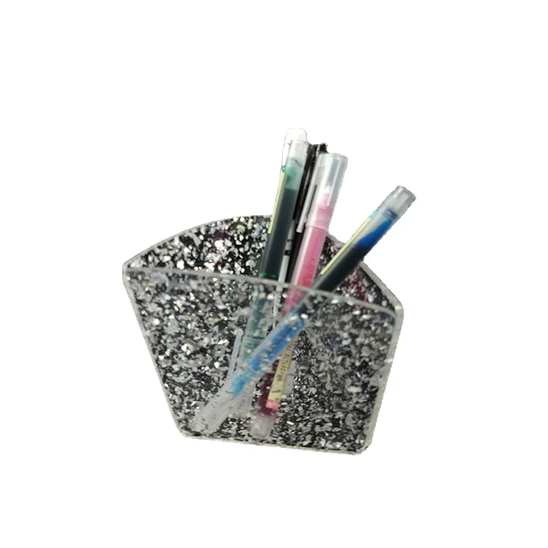 

1 piece Pen holder Office desktop pen bucket Stationery Makeup Brush Plastic storage box Transparent glass pen box creativity