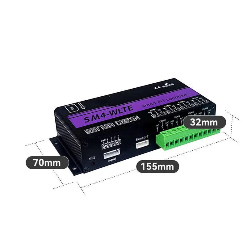 Фото Новый беспроводной GSM SMS контроллер Shown-SM4-WLTE 4G с дистанционным управлением вкл/выкл, 4 реле, управление через приложение, датчик температуры, вилка EU №3