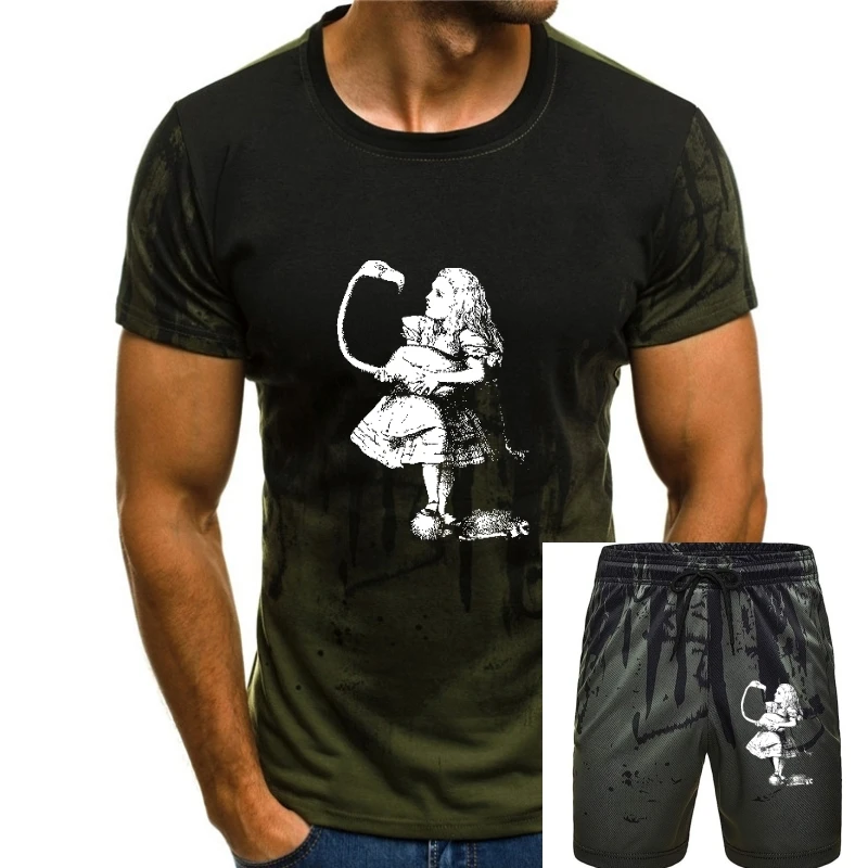 

Victorian Alice with Flamingo - Short-Sleeve Unisex T-Shirt - choice of colors and sizes men t shirt