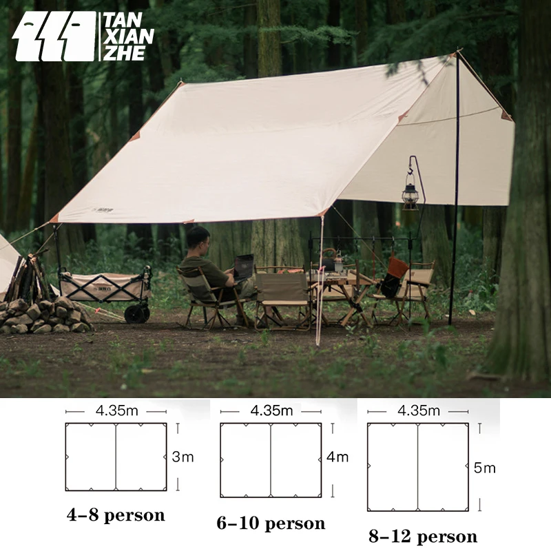 

Hot Sale 8-12 Person Outdoor Camping Waterproof Tarp Tent 5mx4.35m Ultralight Garden Canopy for Sunshade Beach Sun Shelter